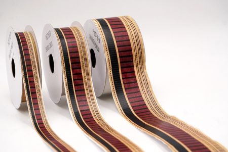 Марунова та бежева смугаста тканинна стрічка набір_AI